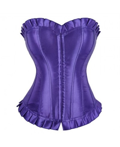 Victorian Corset Bustier Satin Overbust Burlesque Corset Costume Plus Size Strapless Corsets for Women Fashion Purple White $...