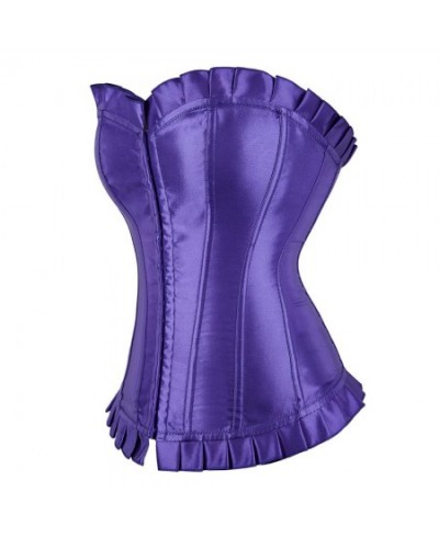 Victorian Corset Bustier Satin Overbust Burlesque Corset Costume Plus Size Strapless Corsets for Women Fashion Purple White $...