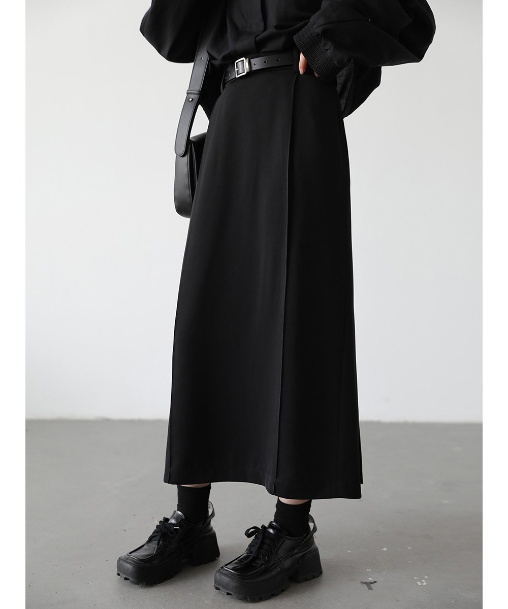 Women's Skirts Loose High Waist Pleated Straight Tube Skirt Slit Black Female Clothes Office Lady Autumn Winter 2022 $77.54 -...