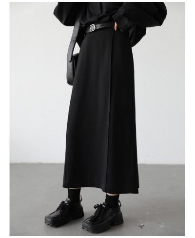 Women's Skirts Loose High Waist Pleated Straight Tube Skirt Slit Black Female Clothes Office Lady Autumn Winter 2022 $77.54 -...