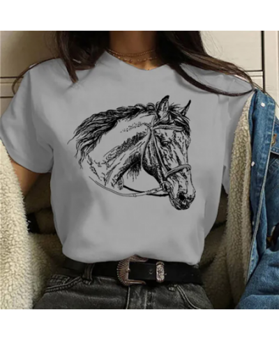 Women's T-Shirt Summer Fashion Short Sleeve Tops 3D Horse Print O-Neck Casual T Shirt for Women's Y2K Clothes Tee $22.63 - To...