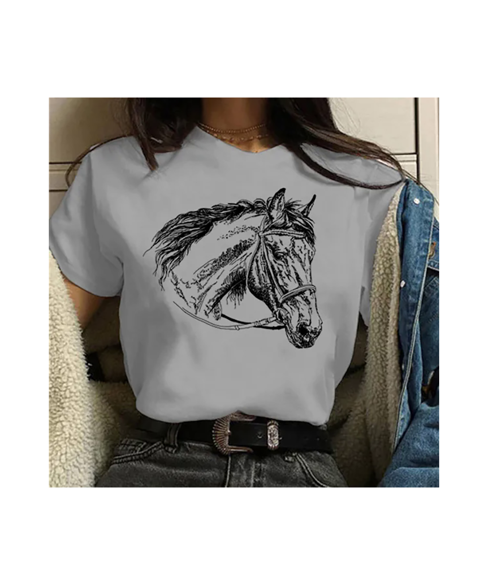 Women's T-Shirt Summer Fashion Short Sleeve Tops 3D Horse Print O-Neck Casual T Shirt for Women's Y2K Clothes Tee $22.63 - To...