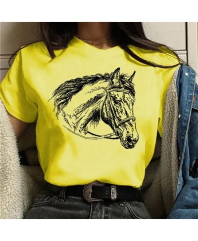 Women's T-Shirt Summer Fashion Short Sleeve Tops 3D Horse Print O-Neck Casual T Shirt for Women's Y2K Clothes Tee $22.63 - To...