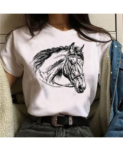 Women's T-Shirt Summer Fashion Short Sleeve Tops 3D Horse Print O-Neck Casual T Shirt for Women's Y2K Clothes Tee $22.63 - To...