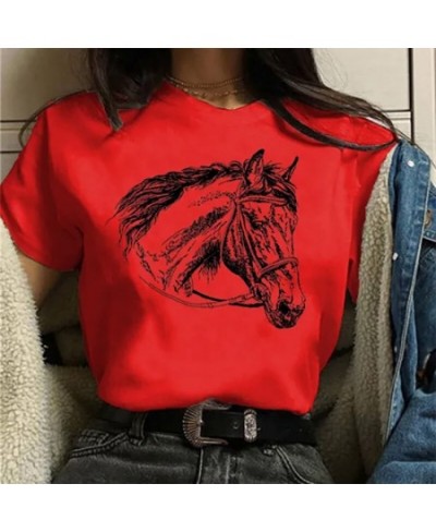 Women's T-Shirt Summer Fashion Short Sleeve Tops 3D Horse Print O-Neck Casual T Shirt for Women's Y2K Clothes Tee $22.63 - To...