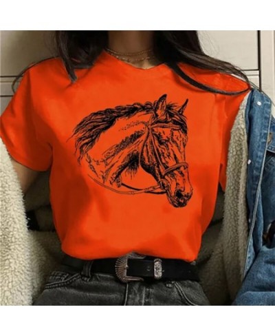 Women's T-Shirt Summer Fashion Short Sleeve Tops 3D Horse Print O-Neck Casual T Shirt for Women's Y2K Clothes Tee $22.63 - To...