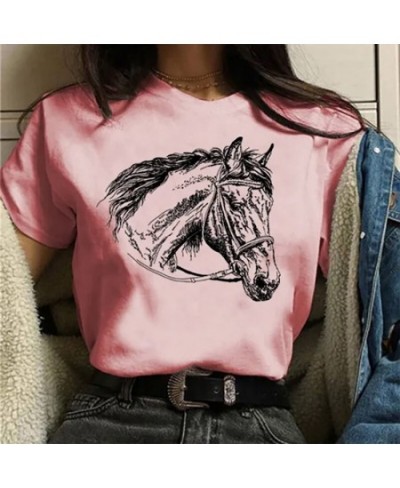 Women's T-Shirt Summer Fashion Short Sleeve Tops 3D Horse Print O-Neck Casual T Shirt for Women's Y2K Clothes Tee $22.63 - To...