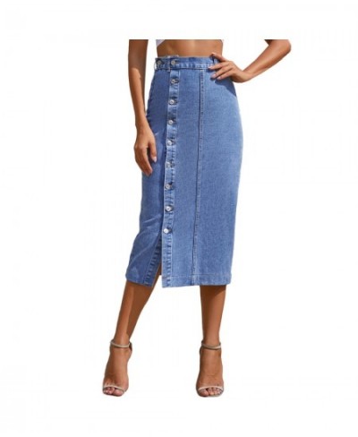 Button Front Longline Denim Skirt Retro Long Summer Denim Skirts Girls High Waist Split Jeans Straight Maxi Denim Skirts $50....