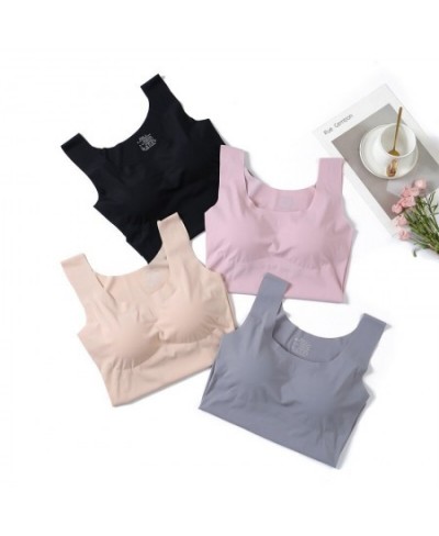 2023 new Ice Silk Tank Top Wireless Paded Lingerie Push Up Seamless Padded Vest Crop Top Tee Camisole Comfortable Sleep Cami ...