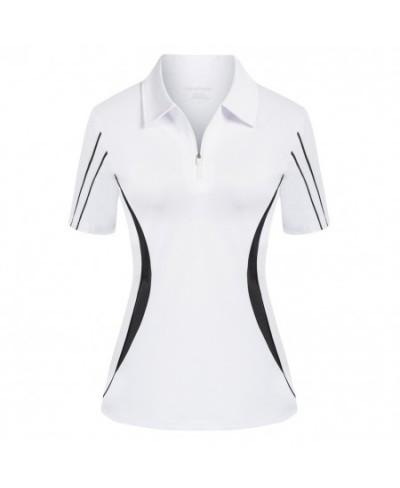 Women Shirts Golf Lapel Collar T Shirts Short Sleeve Contrast Color Sports Office Tops Casual High-Quality Blouse Tees $37.09...