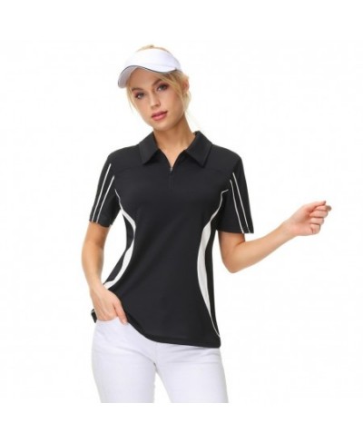 Women Shirts Golf Lapel Collar T Shirts Short Sleeve Contrast Color Sports Office Tops Casual High-Quality Blouse Tees $37.09...