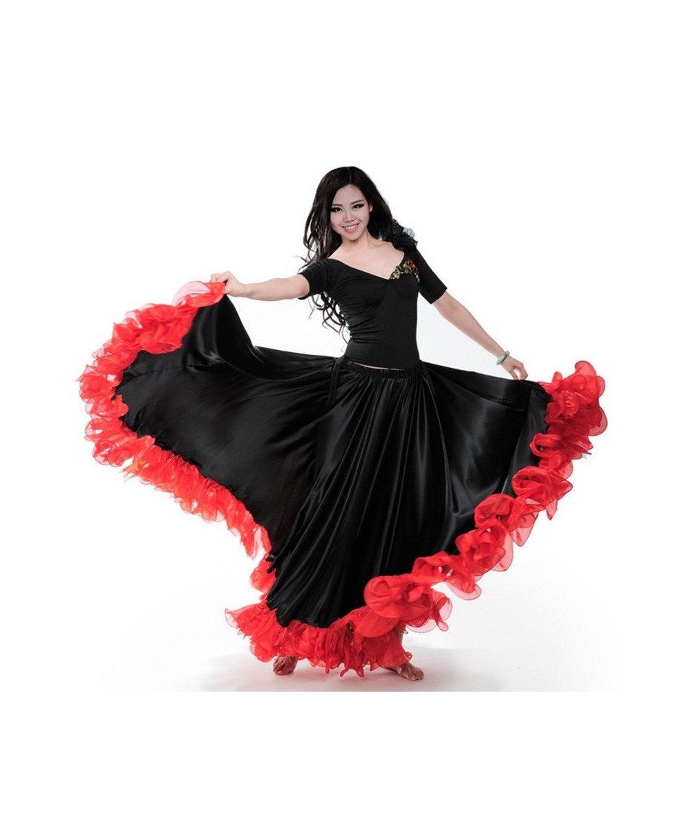 Spanish Flamenco Big Swing Long Skirt Red Black Big Hem Skirt Spanish Bullfight Dancing Dress For Ballroom $98.06 - Skirts