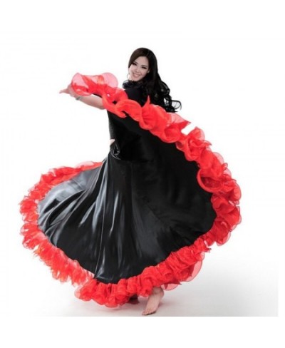 Spanish Flamenco Big Swing Long Skirt Red Black Big Hem Skirt Spanish Bullfight Dancing Dress For Ballroom $98.06 - Skirts