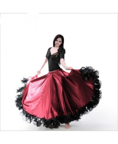 Spanish Flamenco Big Swing Long Skirt Red Black Big Hem Skirt Spanish Bullfight Dancing Dress For Ballroom $98.06 - Skirts