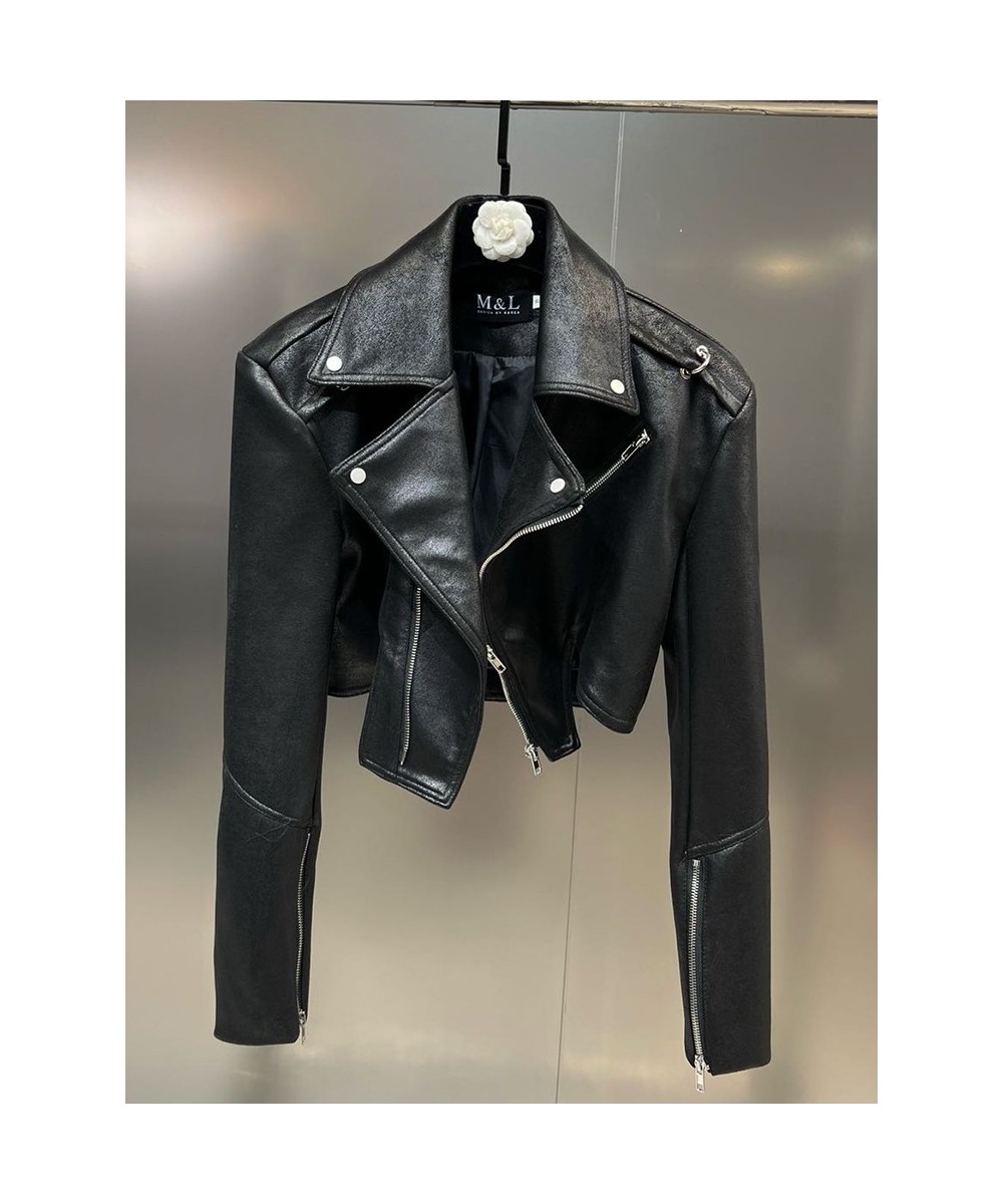 Fashion Trend Solid Color Jacket Women's Lapel Zipper Long Sleeve High Street Cool Short Coat Spring 2023 Female 11P040 $87.3...