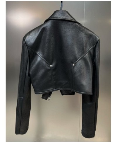 Fashion Trend Solid Color Jacket Women's Lapel Zipper Long Sleeve High Street Cool Short Coat Spring 2023 Female 11P040 $87.3...