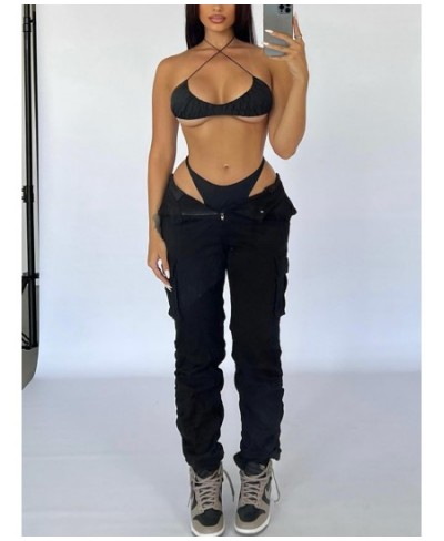 Straight Leg Cargo Pants Women High Waist Casual Baggy Pants Slim Vintage Y2k Streetwear Stretch Wide Leg Trousers Fashion $5...