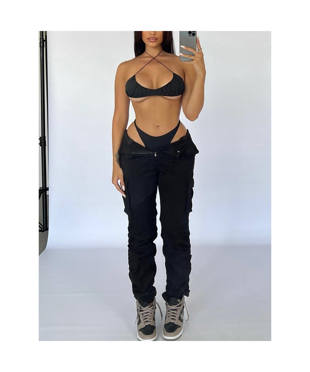 Straight Leg Cargo Pants Women High Waist Casual Baggy Pants Slim Vintage Y2k Streetwear Stretch Wide Leg Trousers Fashion $5...