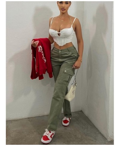 Straight Leg Cargo Pants Women High Waist Casual Baggy Pants Slim Vintage Y2k Streetwear Stretch Wide Leg Trousers Fashion $5...