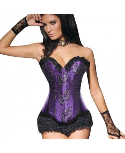 2023 Sexy Gothic Corsets Elegant Corselet Female Embroidery Overlay Satin Burlesque Corset Lace-up Back Bustier Overbust S-2X...