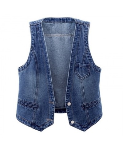 Vintage Denim Waistcoat Jacket 2023 Spring New Short Slim Sleeveless Coat Vest Plus size 6XL Single Breasted Solid Casual Top...