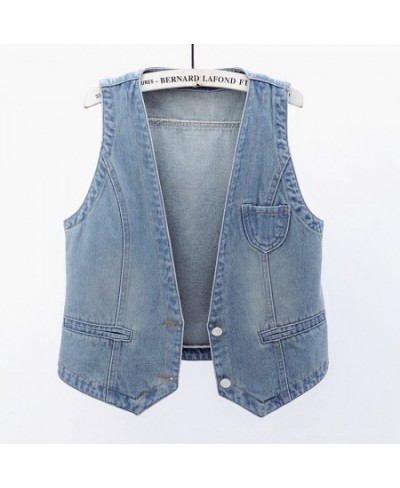 Vintage Denim Waistcoat Jacket 2023 Spring New Short Slim Sleeveless Coat Vest Plus size 6XL Single Breasted Solid Casual Top...