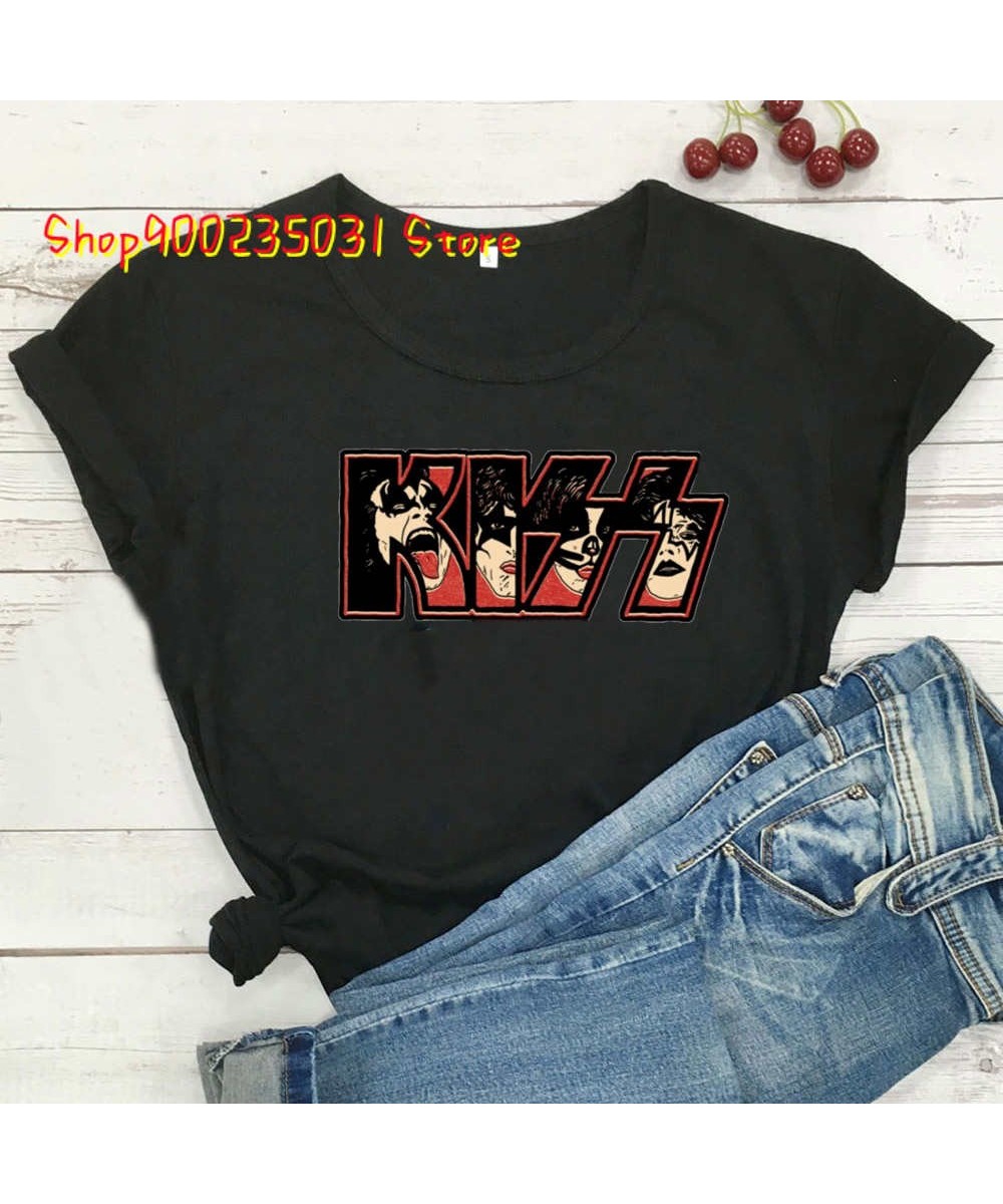 Gothic Clothes Kiss Band Members T Shirt Rock and Roll T Shirt Aesthetic Tshirt Womens Summer Fashion T-shirt for Women $20.2...