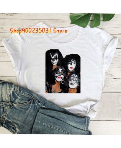 Gothic Clothes Kiss Band Members T Shirt Rock and Roll T Shirt Aesthetic Tshirt Womens Summer Fashion T-shirt for Women $20.2...