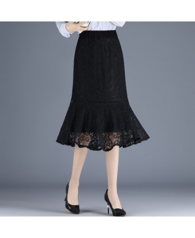 Women Lace Trumpet Skirt Spring Summer Elastic Waist Warp Hip Mermaid Skirt Fairy Temperament Office Lady Skirt $37.17 - Bottoms