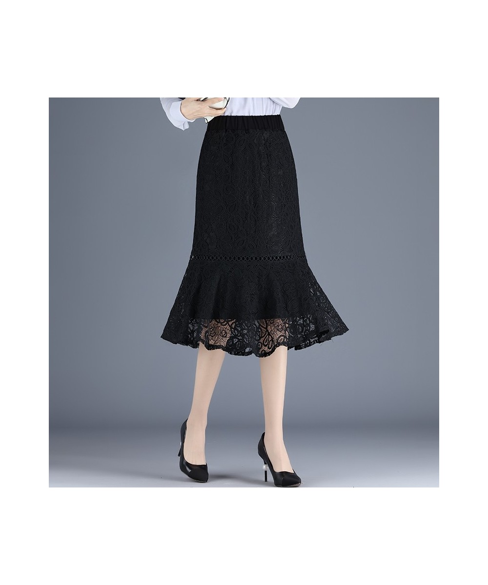 Women Lace Trumpet Skirt Spring Summer Elastic Waist Warp Hip Mermaid Skirt Fairy Temperament Office Lady Skirt $37.17 - Bottoms