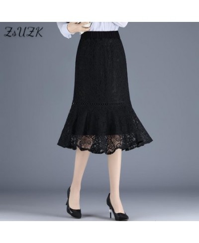 Women Lace Trumpet Skirt Spring Summer Elastic Waist Warp Hip Mermaid Skirt Fairy Temperament Office Lady Skirt $37.17 - Bottoms