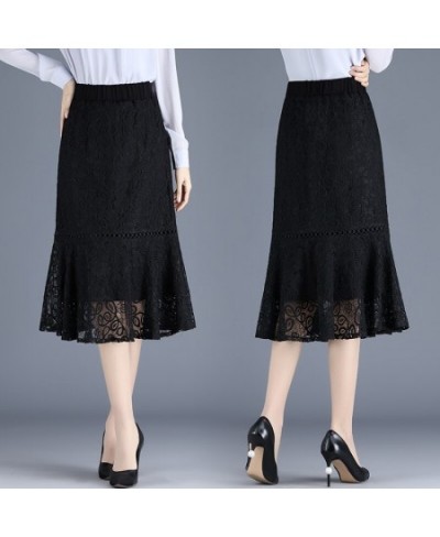 Women Lace Trumpet Skirt Spring Summer Elastic Waist Warp Hip Mermaid Skirt Fairy Temperament Office Lady Skirt $37.17 - Bottoms