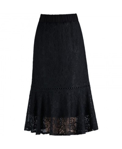 Women Lace Trumpet Skirt Spring Summer Elastic Waist Warp Hip Mermaid Skirt Fairy Temperament Office Lady Skirt $37.17 - Bottoms