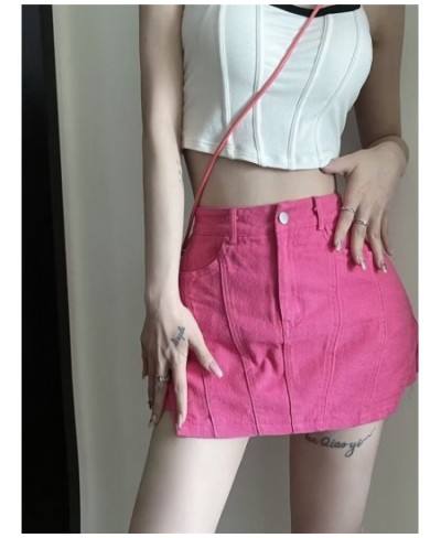 Denim Skirt A-line Skirt 2022 Summer High Waist Slim Pack Hip Skirt Short Skirt Small Half Skirt Super Hot $30.99 - Bottoms