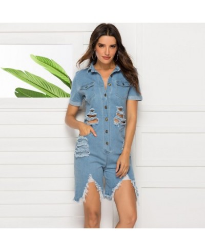 Summer 2023 Jumpsuits For Women Button Denim Overalls Paysuits Broken Hole Femme Jean Jumpsuit For Ladies DD2447 $76.44 - Rom...