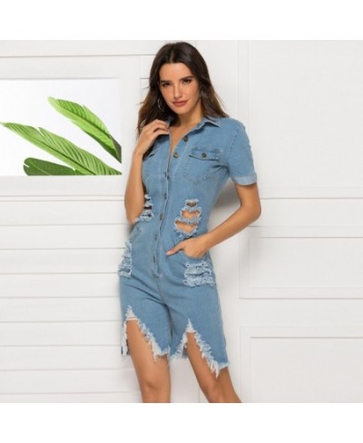 Summer 2023 Jumpsuits For Women Button Denim Overalls Paysuits Broken Hole Femme Jean Jumpsuit For Ladies DD2447 $76.44 - Rom...