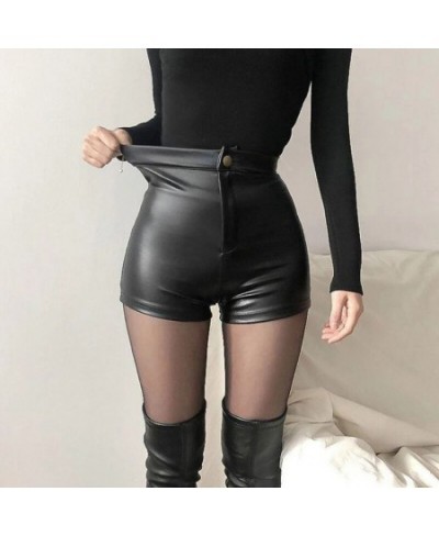 Sexy Black Pu Leather Shorts Women Spring Summer High Waist Bottoms Tight Shorts Woman 2023 Y2K Short Pants $32.84 - Bottoms