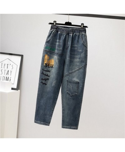 Embroidery Spliced Do Old Baggy Jeans Women Harem Pants High Waist Denim Trousers Vintage Capris Korean Vaqueros Casual $42.3...