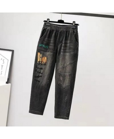 Embroidery Spliced Do Old Baggy Jeans Women Harem Pants High Waist Denim Trousers Vintage Capris Korean Vaqueros Casual $42.3...