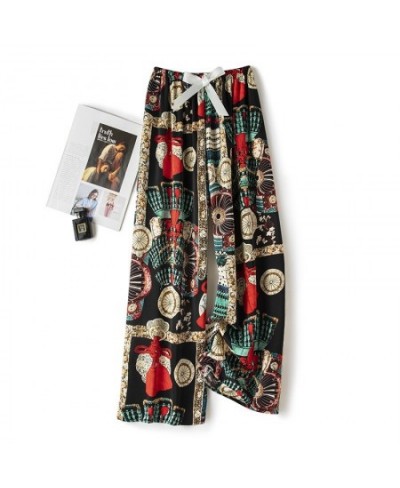 Spring Summer Sleep Bottoms Women Pajama Printing Loose Trousers Female Floral Pants Lounge Home Wear Cartoon Sleepwear Outfi...