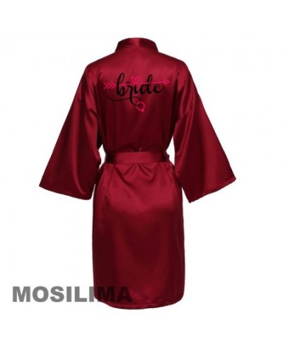 Women Silk Satin Short Night Printing Robe Kimono Robe Fashion Bath Robe Sexy Bathrobe Femme Wedding Bride Bridesmaid Robe $2...