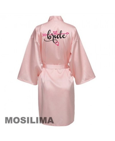 Women Silk Satin Short Night Printing Robe Kimono Robe Fashion Bath Robe Sexy Bathrobe Femme Wedding Bride Bridesmaid Robe $2...