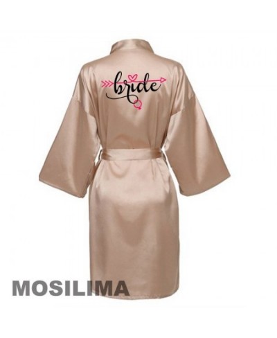 Women Silk Satin Short Night Printing Robe Kimono Robe Fashion Bath Robe Sexy Bathrobe Femme Wedding Bride Bridesmaid Robe $2...