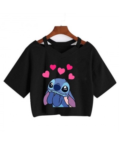 Y2k Kawaii Lilo Stitch Funny Cartoon T Shirt Women Stitch Manga T-shirt Graphic Tshirt Streetwear Crop Top Tees Female $24.46...