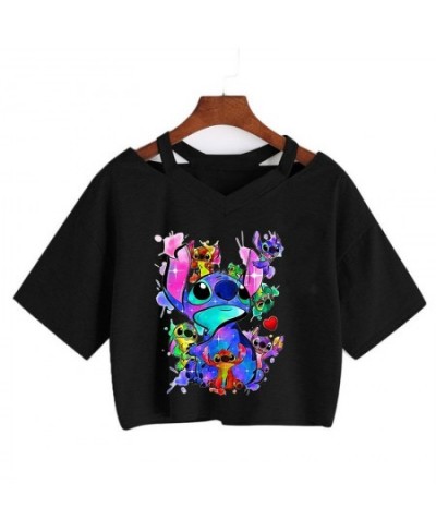 Y2k Kawaii Lilo Stitch Funny Cartoon T Shirt Women Stitch Manga T-shirt Graphic Tshirt Streetwear Crop Top Tees Female $24.46...