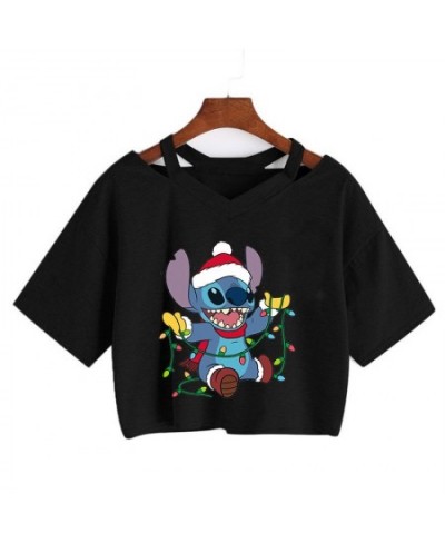 Y2k Kawaii Lilo Stitch Funny Cartoon T Shirt Women Stitch Manga T-shirt Graphic Tshirt Streetwear Crop Top Tees Female $24.46...