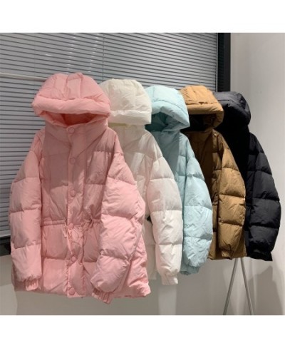 2022 South Korea dongdamen candy down jacket women's medium long Korean loose thickened waist white duck down winter coat $72...