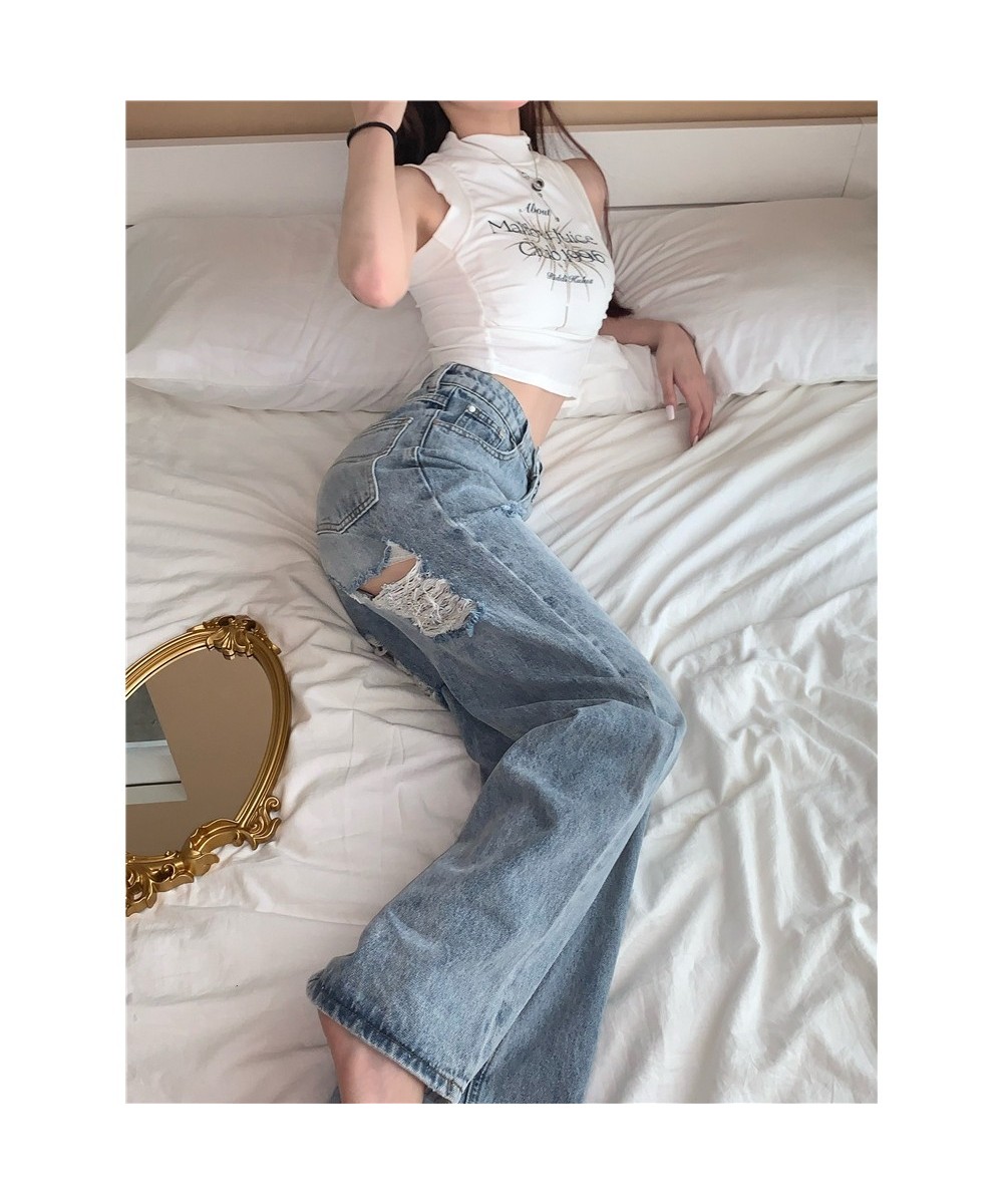 High Rise Jeans Women Stretch Casual Jeans Female Fashion Wide Leg Pants Ladies Denim Trousers Blue Vintage Full Jeans Brand ...