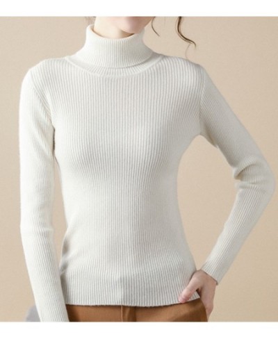 Women Casual Soft Cashmere Elastic Sweaters Turtleneck Slim Knit Pullovers For Women Solid Jumpers Winter $23.53 - Sweaters