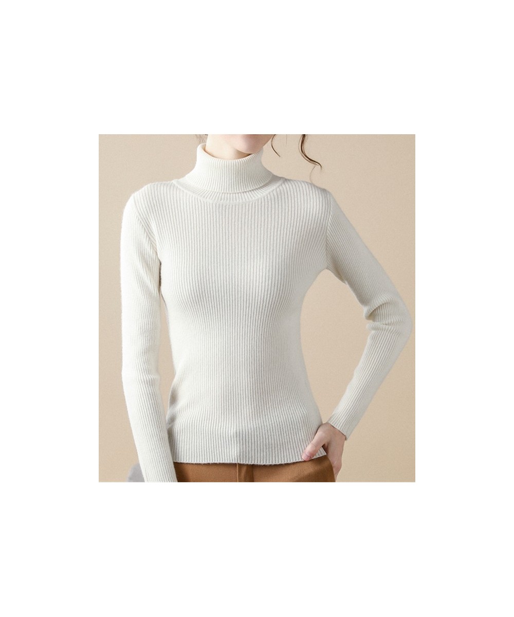 Women Casual Soft Cashmere Elastic Sweaters Turtleneck Slim Knit Pullovers For Women Solid Jumpers Winter $23.53 - Sweaters